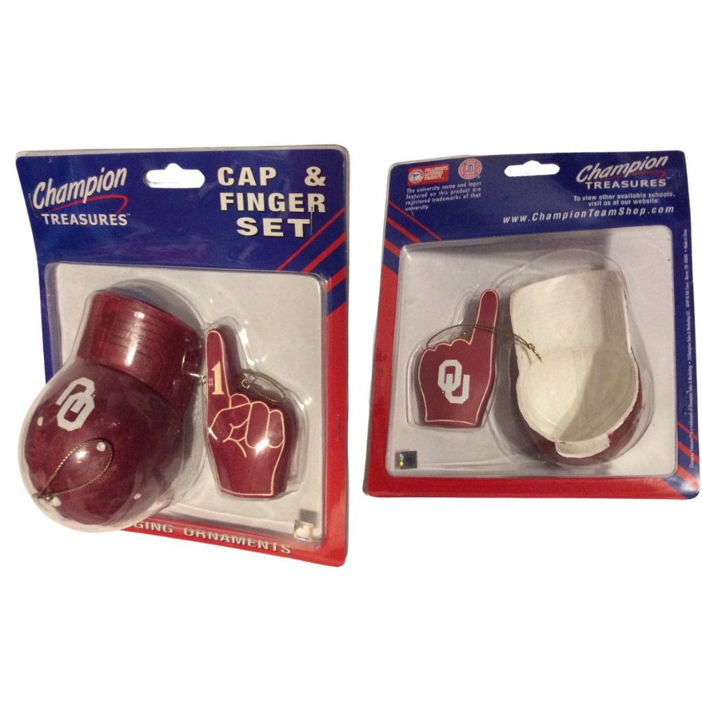 Oklahoma Baseball Cap Ornament and #1 Finger